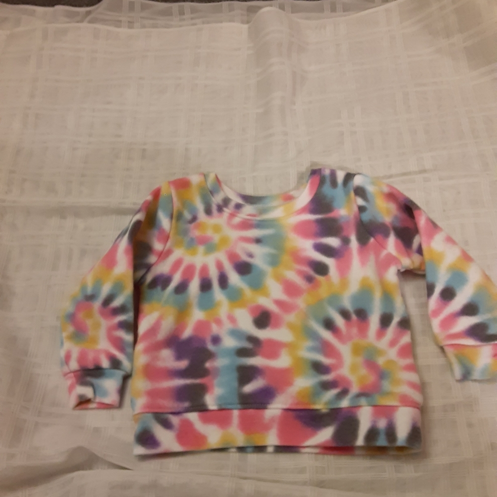 Garanimals Baby Girls Long Sleeve Tye Dye Fleece Top Size 6/9 Mo Multi Color